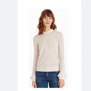 Club Monaco Soft Pink Ruffle Trim Sweater – Size Small – Excellent Condition